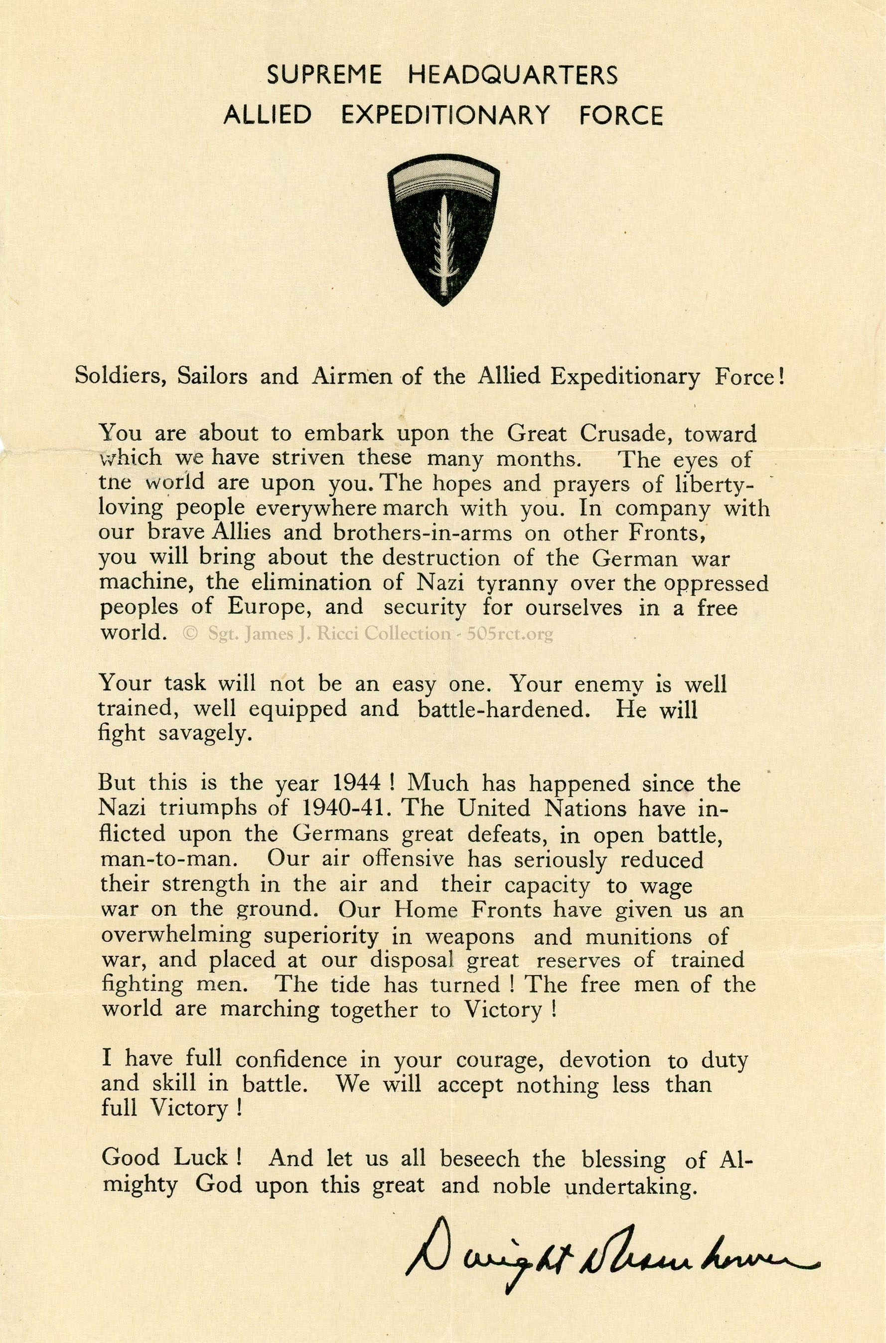 Allied Expeditionary Force Letter